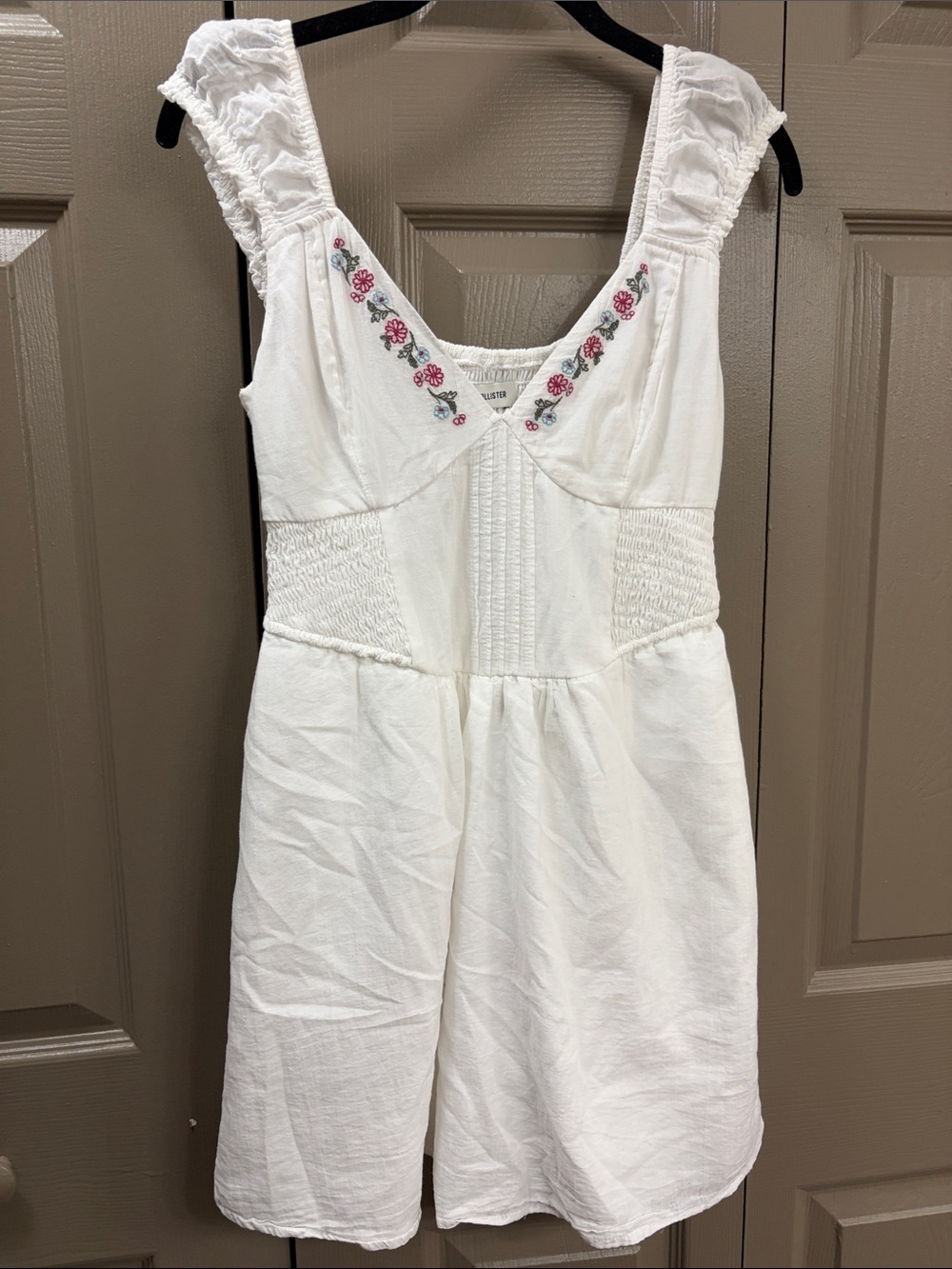 White Embroidered Sundress/skort with Rose Detail